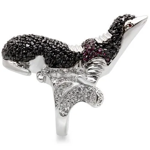 0W003 Rhodium   Ruthenium Brass Ring with AAA Grade CZ in Multi Color