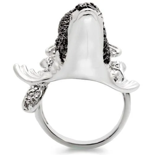 0W003 Rhodium   Ruthenium Brass Ring with AAA Grade CZ in Multi Color