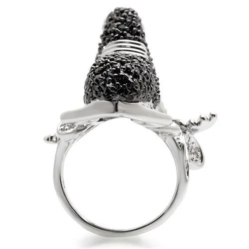0W003 Rhodium   Ruthenium Brass Ring with AAA Grade CZ in Multi Color