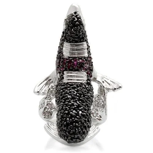 0W003 Rhodium   Ruthenium Brass Ring with AAA Grade CZ in Multi Color