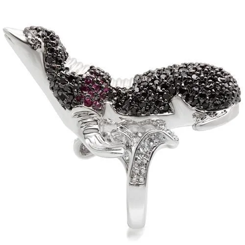 0W003 Rhodium   Ruthenium Brass Ring with AAA Grade CZ in Multi Color