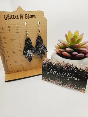 1274 Black and Silver Multi-Layer Dangle Earrings