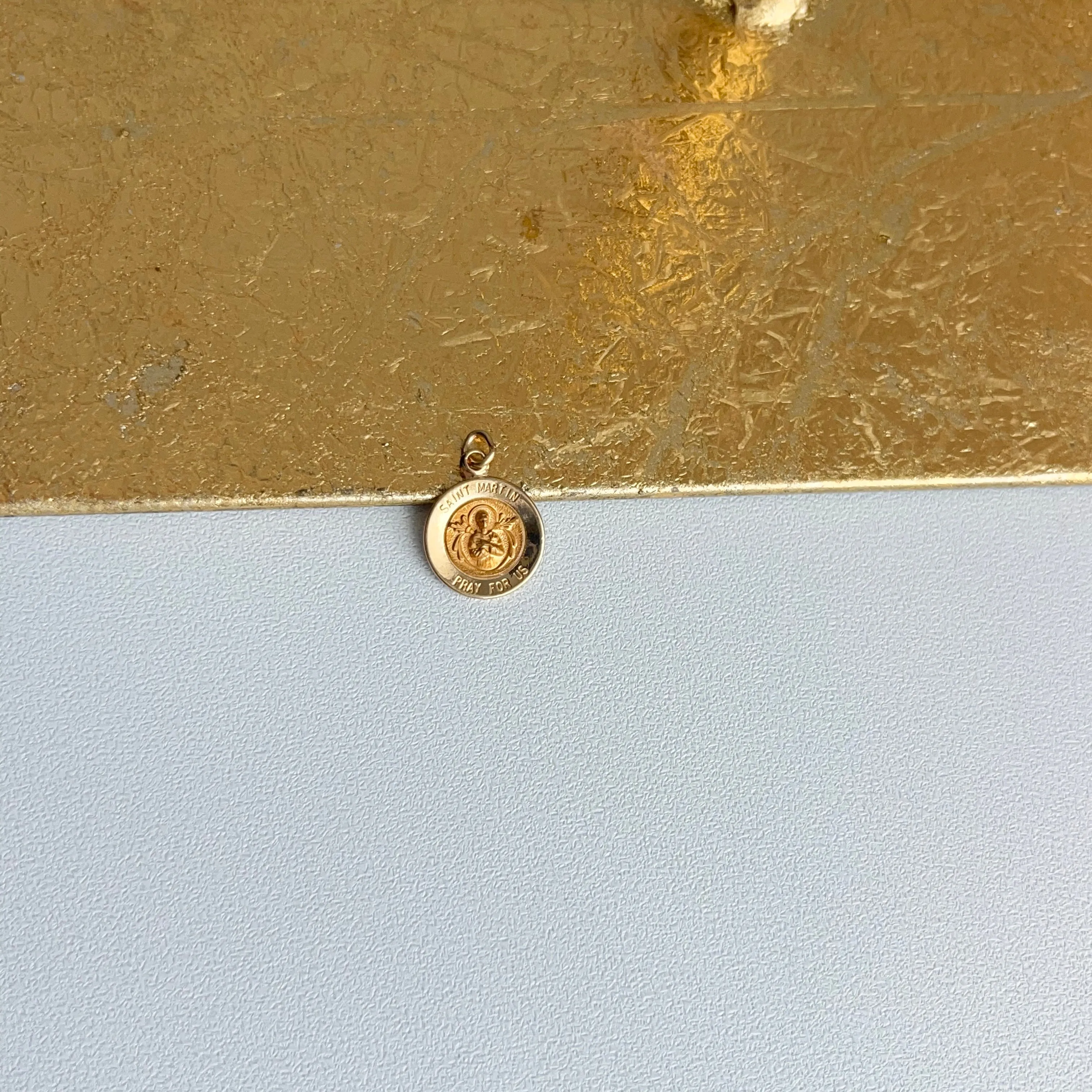 14KT Yellow Gold St Martin de Porres Medal Pendant Charm 12mm