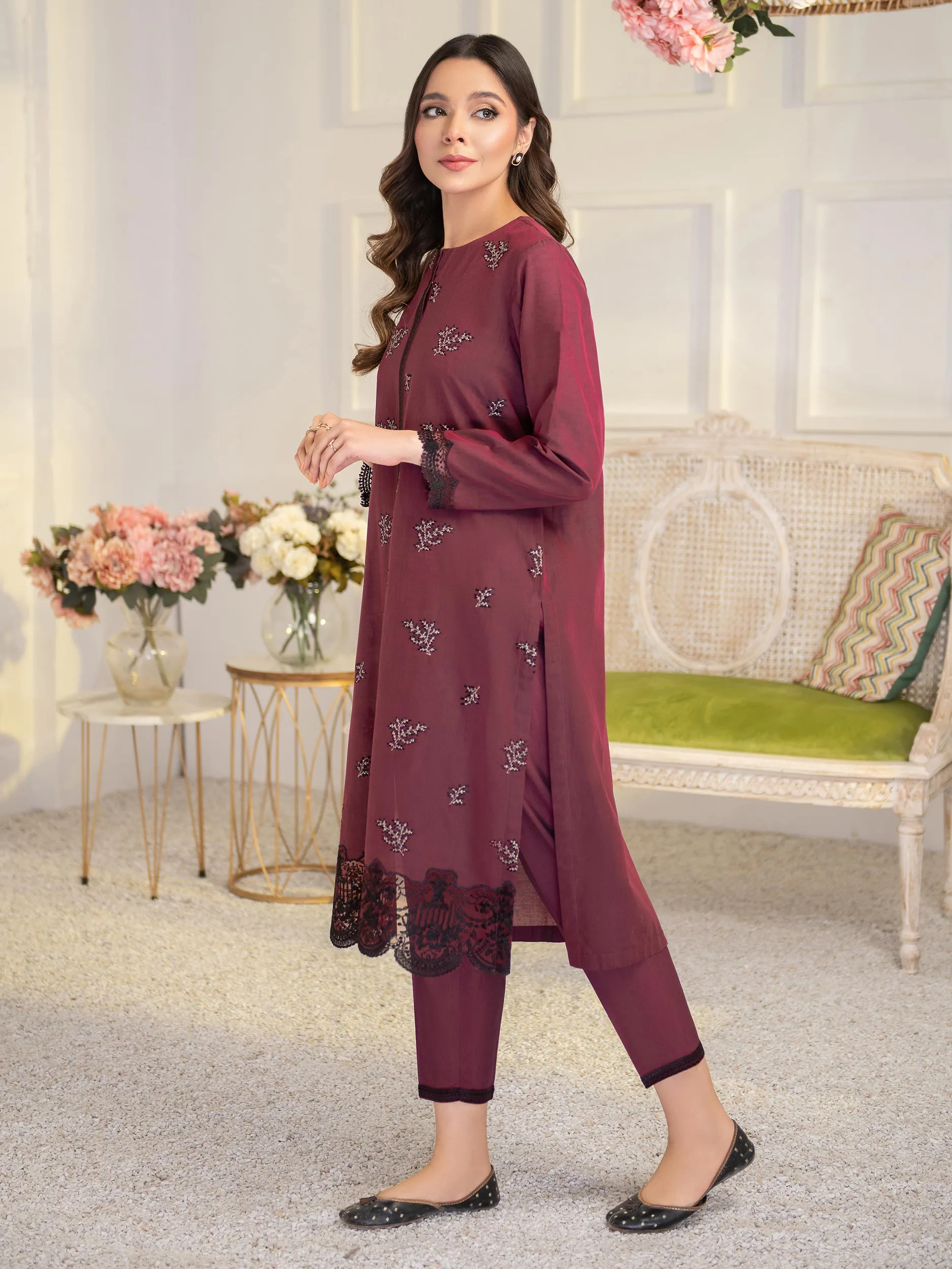 2 Piece Cotton Suit-Embroidered (Unstitched) | Lime Light Women Eid Collection 2023