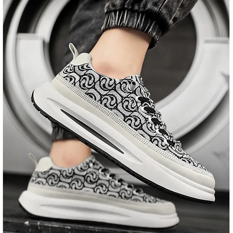 2024 Men’s National Style Cloud Pattern Sneakers – Embroidered Low-Top Casual Shoes