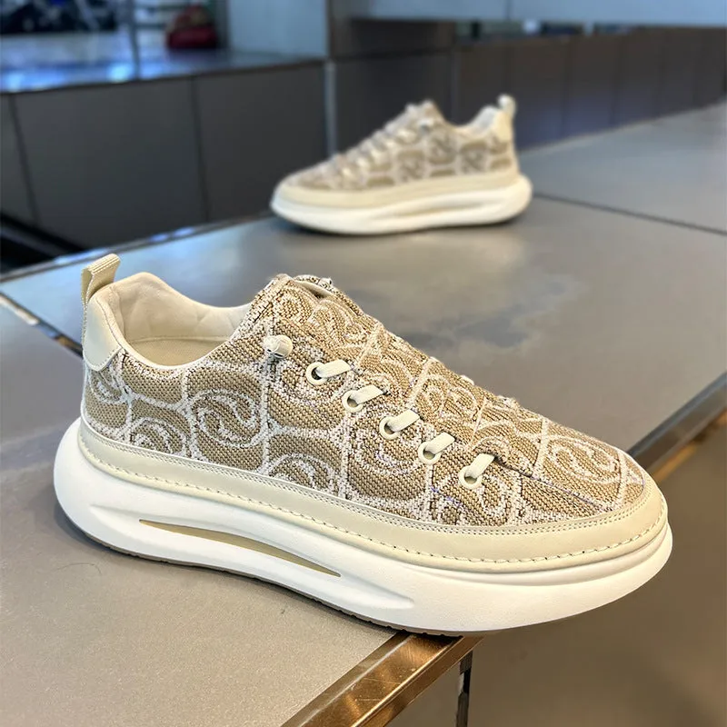 2024 Men’s National Style Cloud Pattern Sneakers – Embroidered Low-Top Casual Shoes