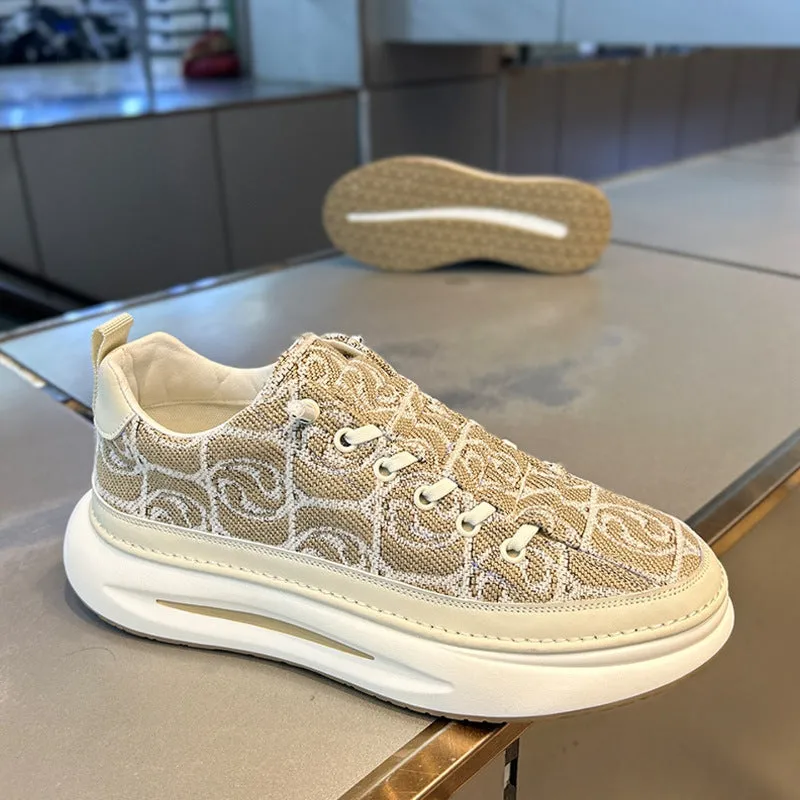 2024 Men’s National Style Cloud Pattern Sneakers – Embroidered Low-Top Casual Shoes