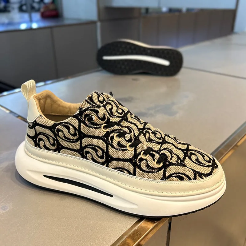 2024 Men’s National Style Cloud Pattern Sneakers – Embroidered Low-Top Casual Shoes