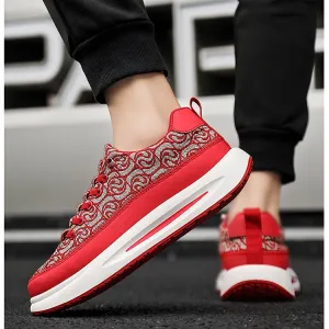 2024 Men’s National Style Cloud Pattern Sneakers – Embroidered Low-Top Casual Shoes