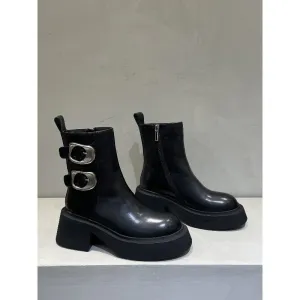 2025  Popularan Station popular Autumn and Winter New Thick-bottomed Fleece Warm Short Boots Premium Belt Buckle Martin Boots Women