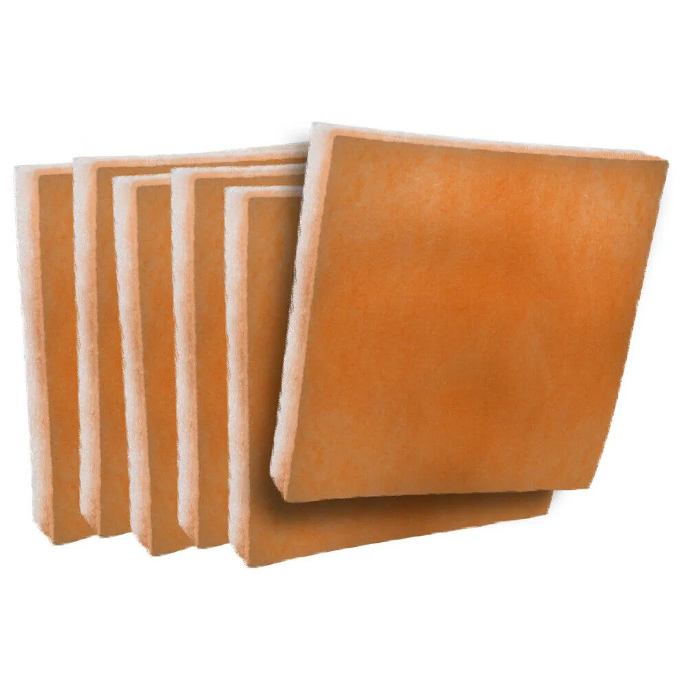 (6 Pack) Antimicrobial MERV 8 Super Tack Orange/White Polyester Air Filter Pads 1" Thick