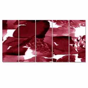 Abstract Burgundy Strokes - 5 Piece Wrapped Canvas Print Design Art