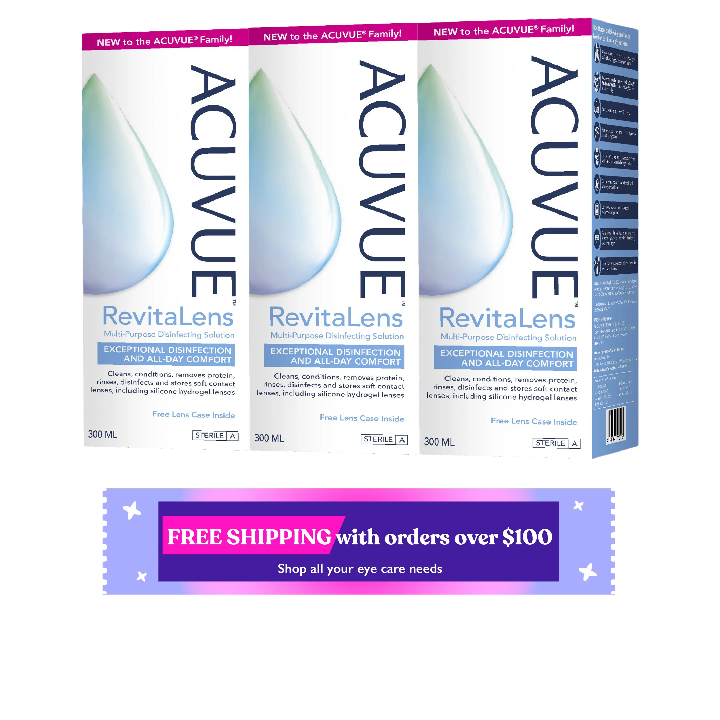 Acuvue RevitaLens Multi-purpose Disinfecting Solution 300ml x 3 (Triple Pack)