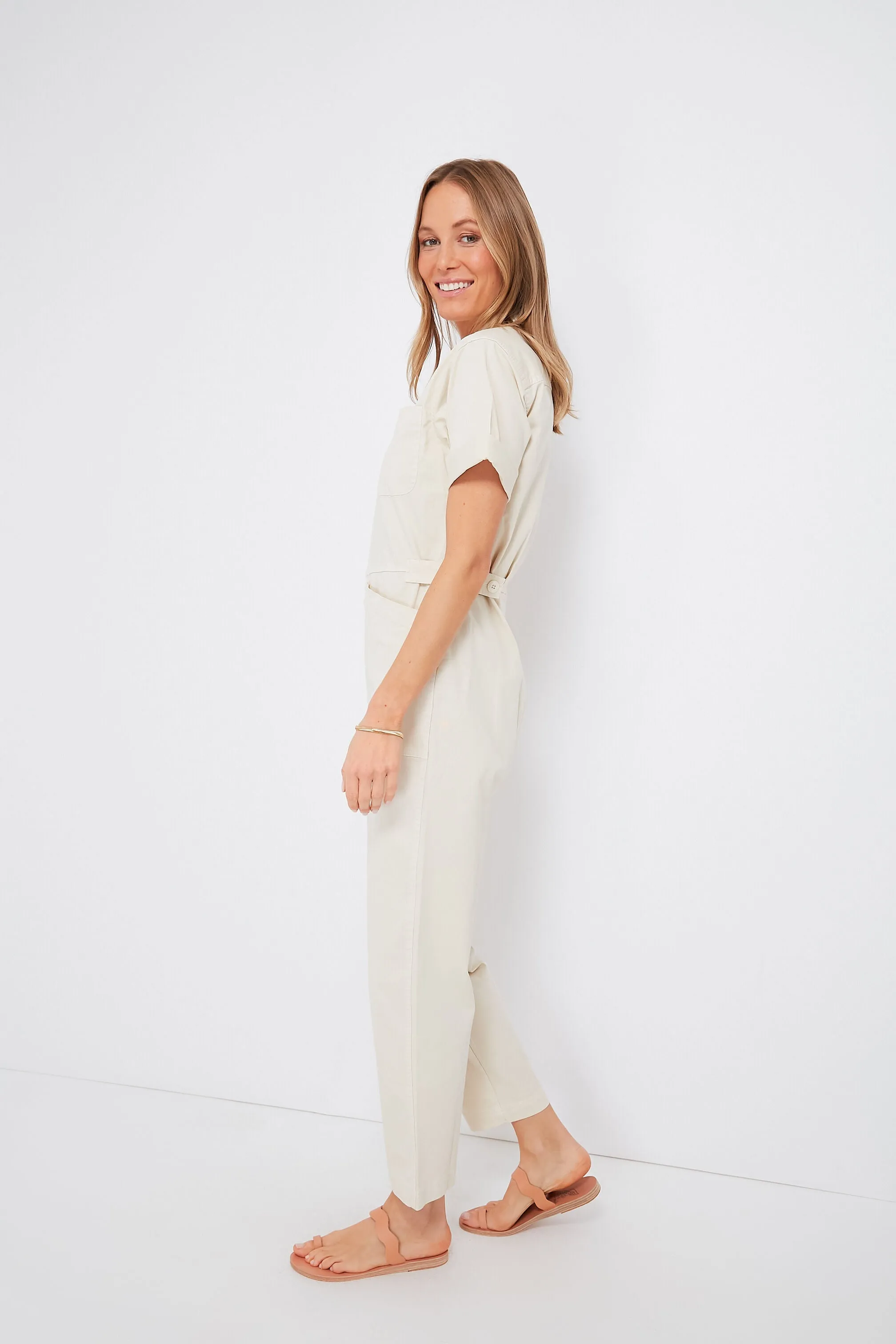 Alex Mill Oatmilk Standard Short Sleeve Jumpsuit