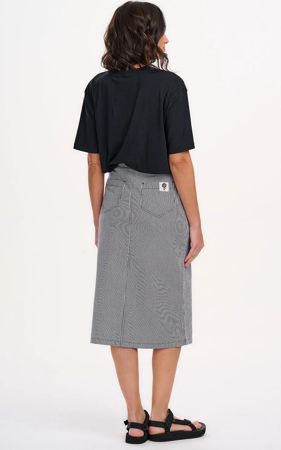 Amaya Midi Skirt Monochrome Stripe