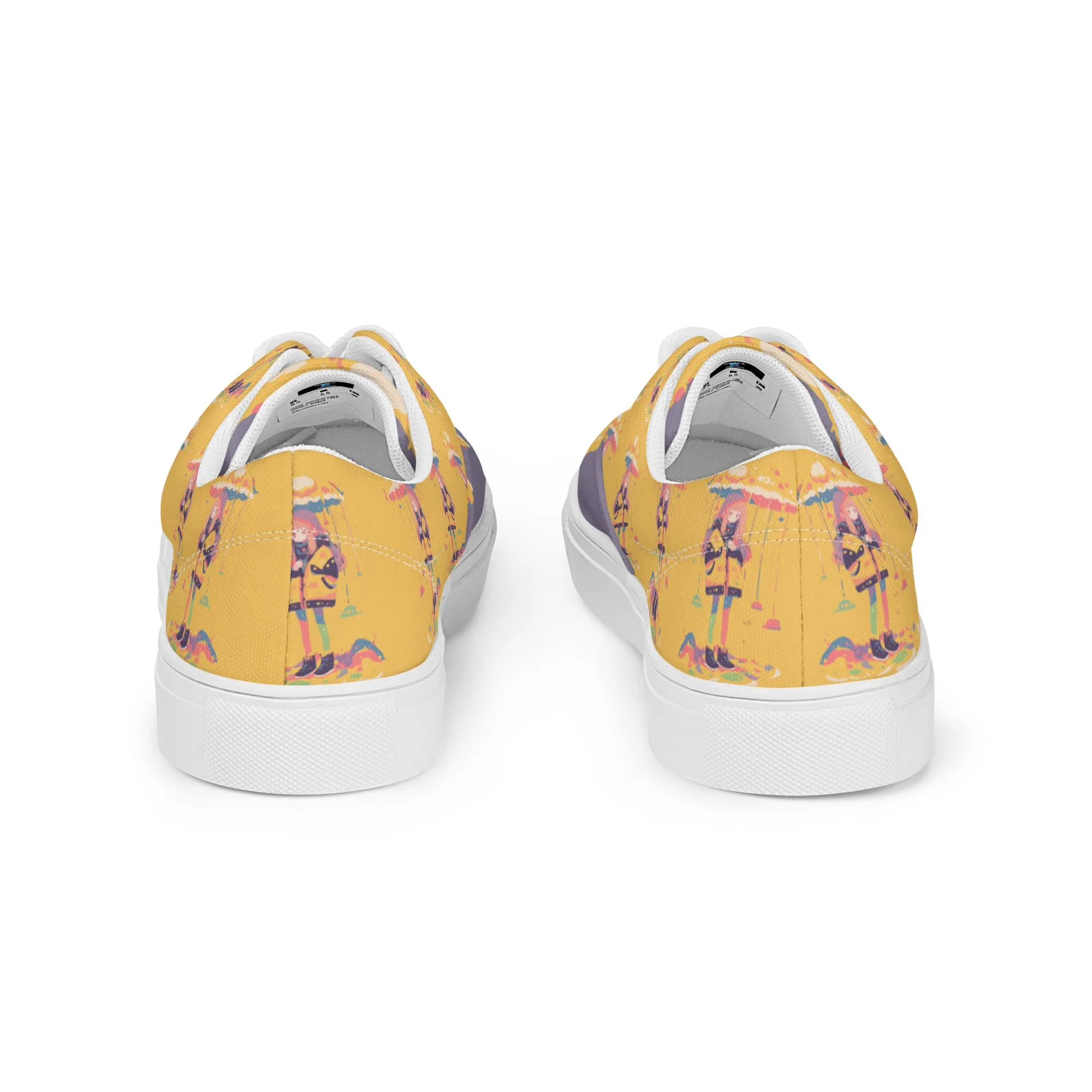 Anime Rain Girl Grey Women’s lace-up canvas shoes