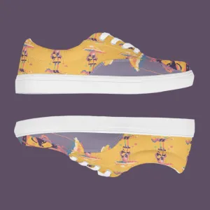 Anime Rain Girl Grey Women’s lace-up canvas shoes