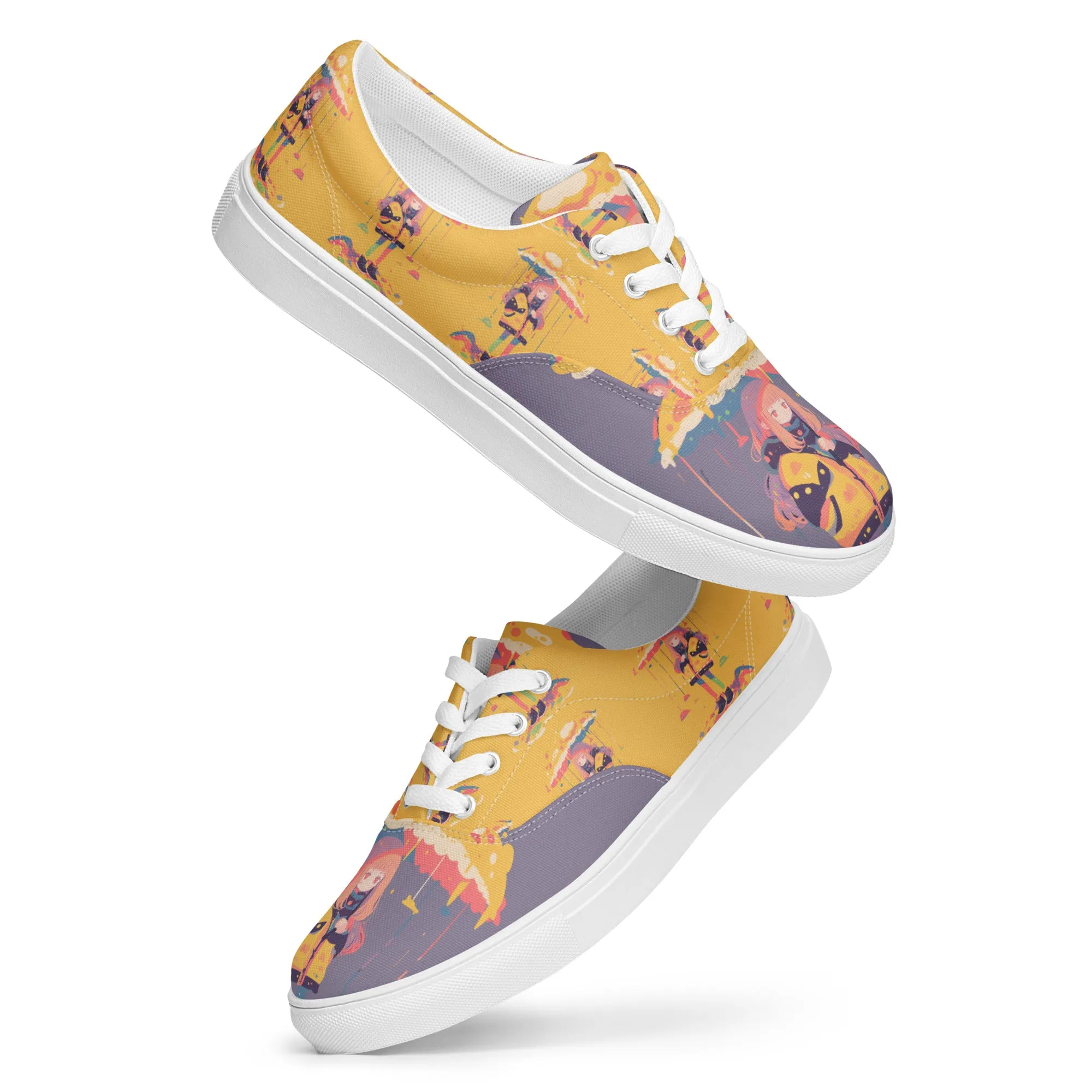 Anime Rain Girl Grey Women’s lace-up canvas shoes
