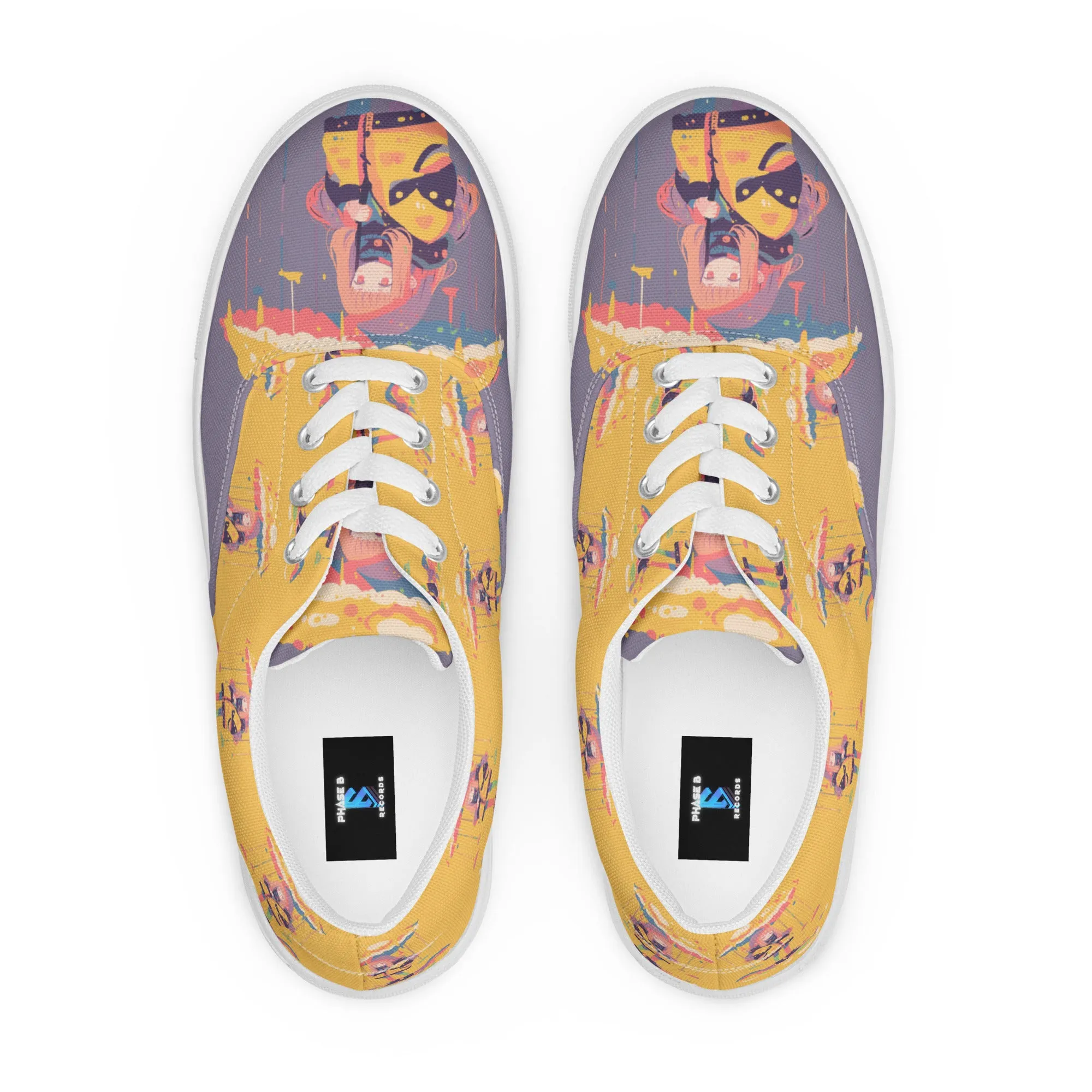 Anime Rain Girl Grey Women’s lace-up canvas shoes