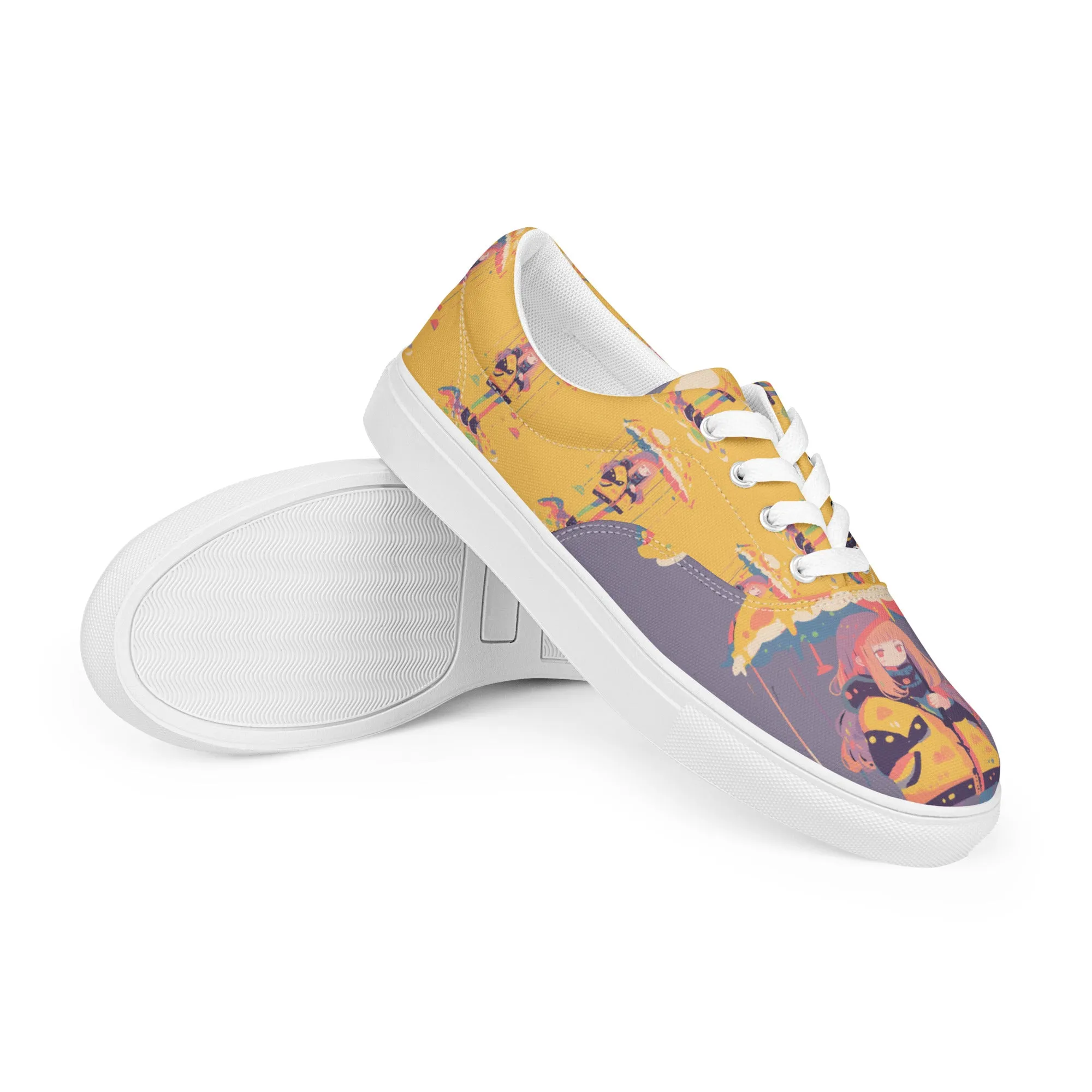 Anime Rain Girl Grey Women’s lace-up canvas shoes