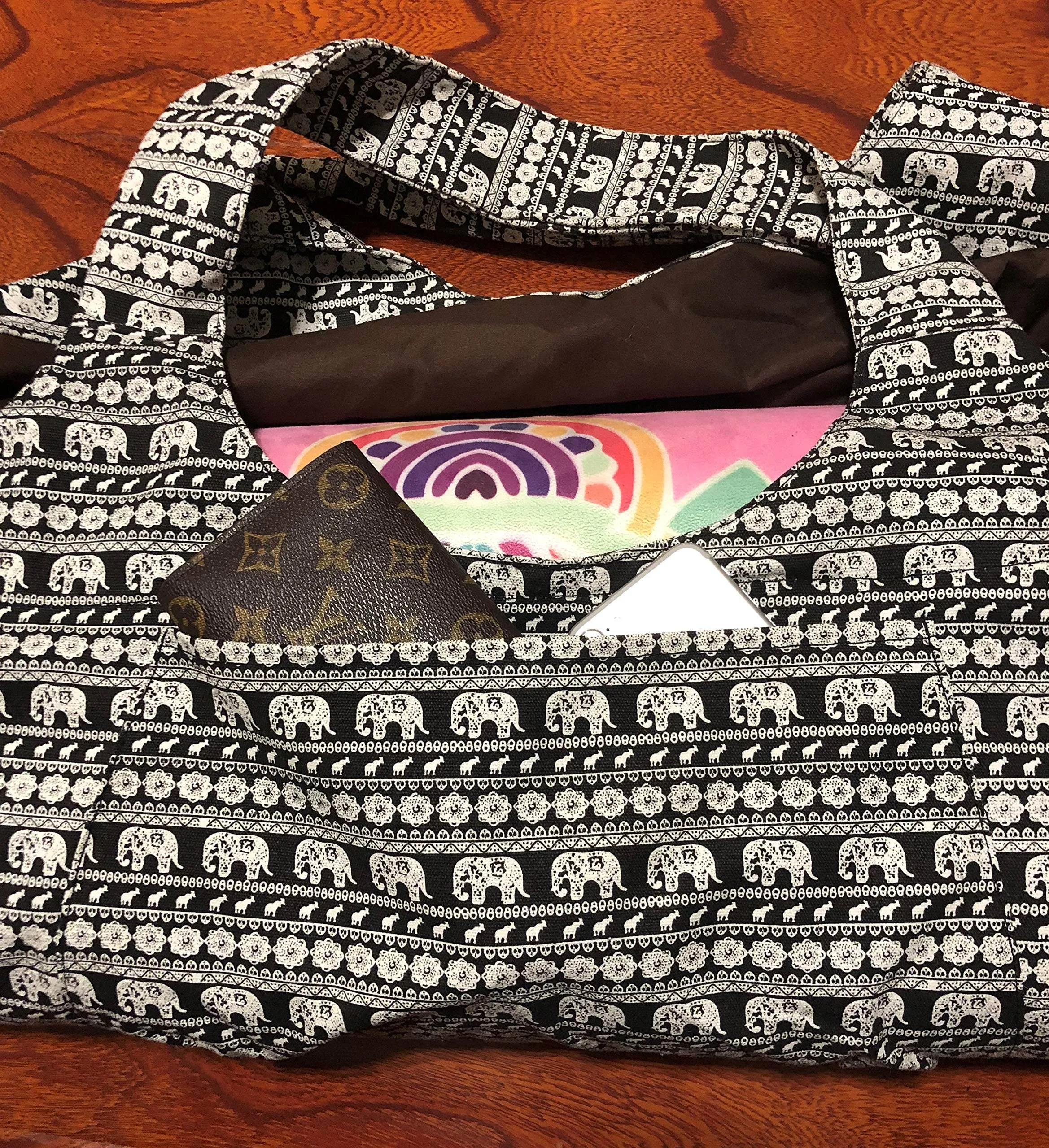 Aozora Yoga Mat Bag Large Yoga Mat Tote Sling Carrier with Pockets Fits Mats with Multi-Functional Storage Pockets Light and Durable (Elephant)