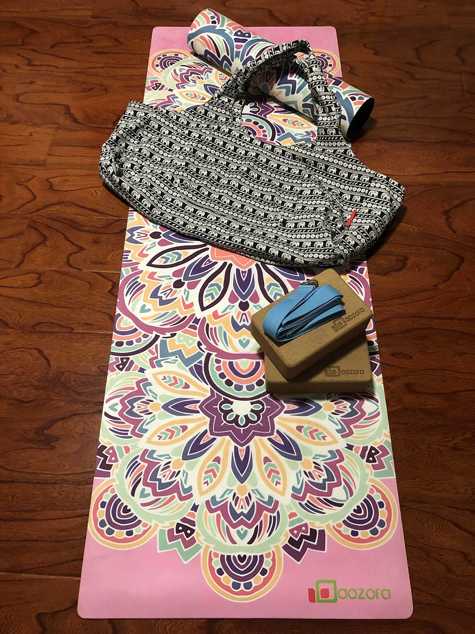 Aozora Yoga Mat Bag Large Yoga Mat Tote Sling Carrier with Pockets Fits Mats with Multi-Functional Storage Pockets Light and Durable (Elephant)