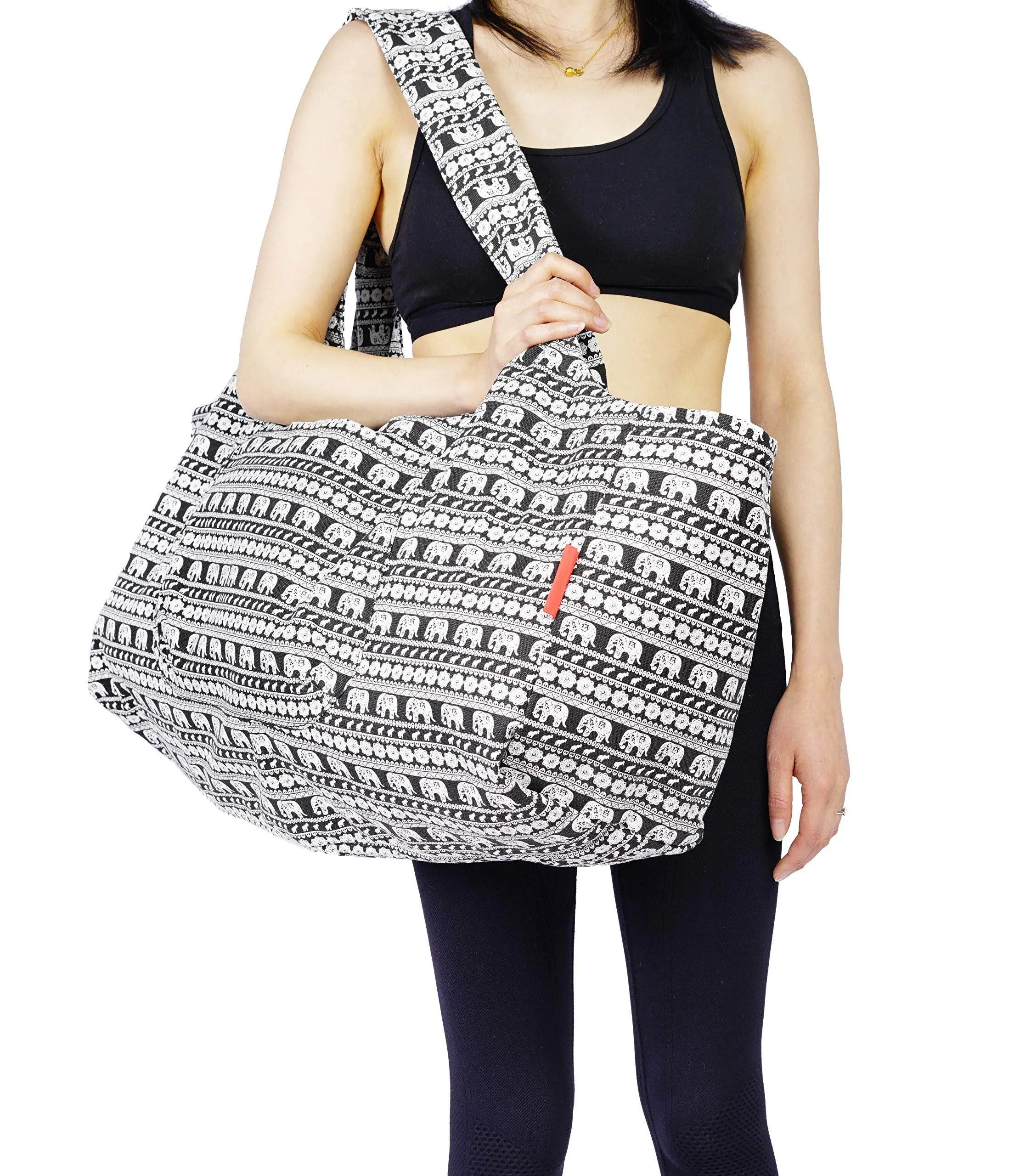 Aozora Yoga Mat Bag Large Yoga Mat Tote Sling Carrier with Pockets Fits Mats with Multi-Functional Storage Pockets Light and Durable (Elephant)