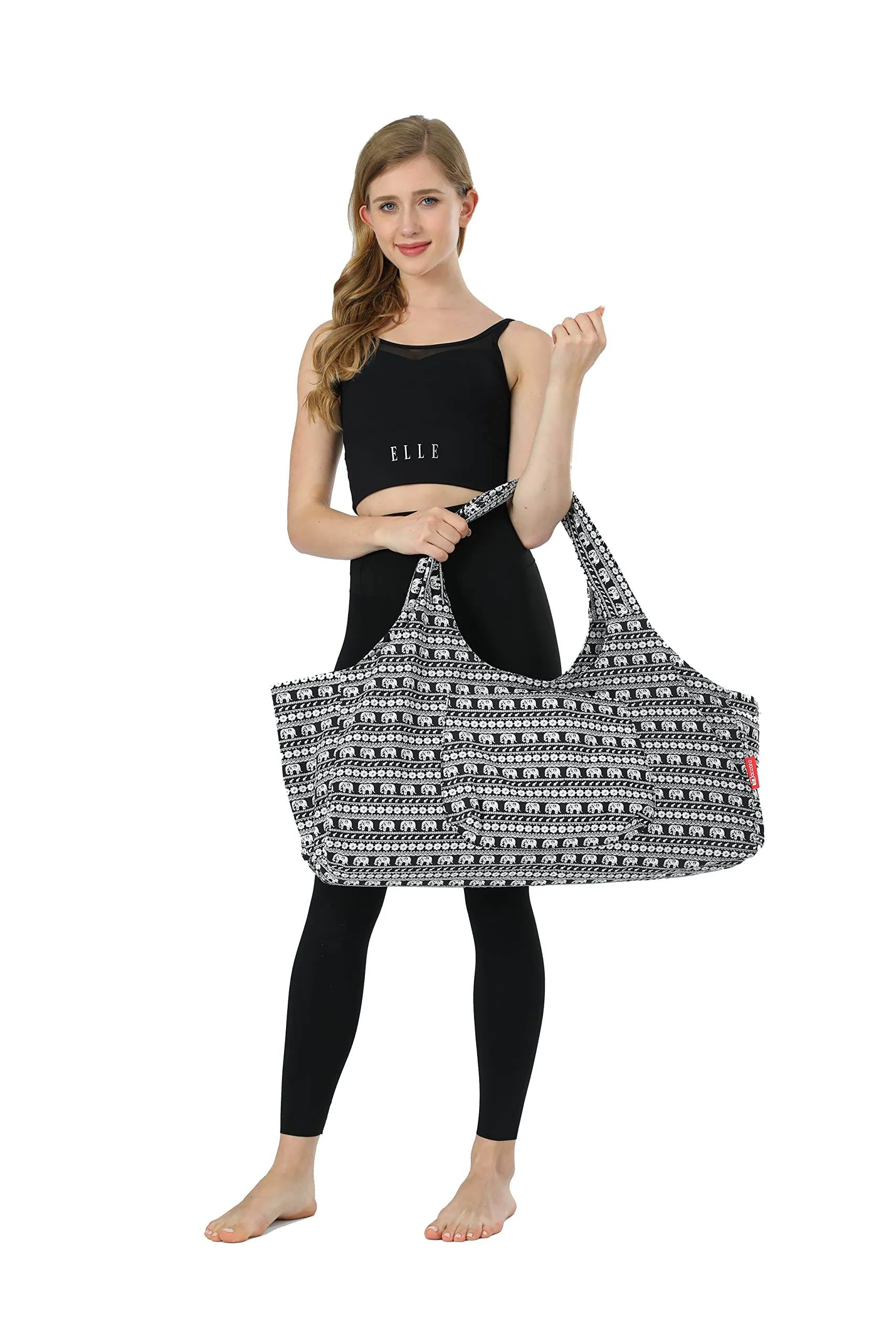 Aozora Yoga Mat Bag Large Yoga Mat Tote Sling Carrier with Pockets Fits Mats with Multi-Functional Storage Pockets Light and Durable (Elephant)
