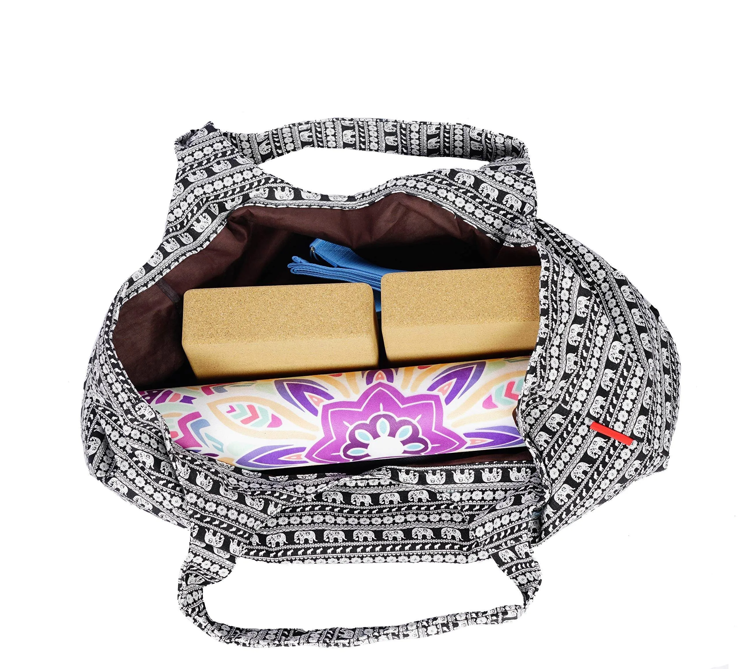 Aozora Yoga Mat Bag Large Yoga Mat Tote Sling Carrier with Pockets Fits Mats with Multi-Functional Storage Pockets Light and Durable (Elephant)