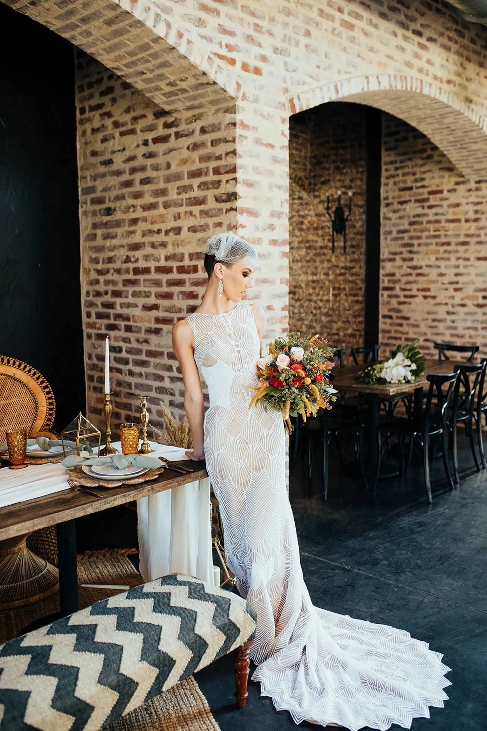 Art Deco Sequin Fit & Flare Wedding Dress | Irene