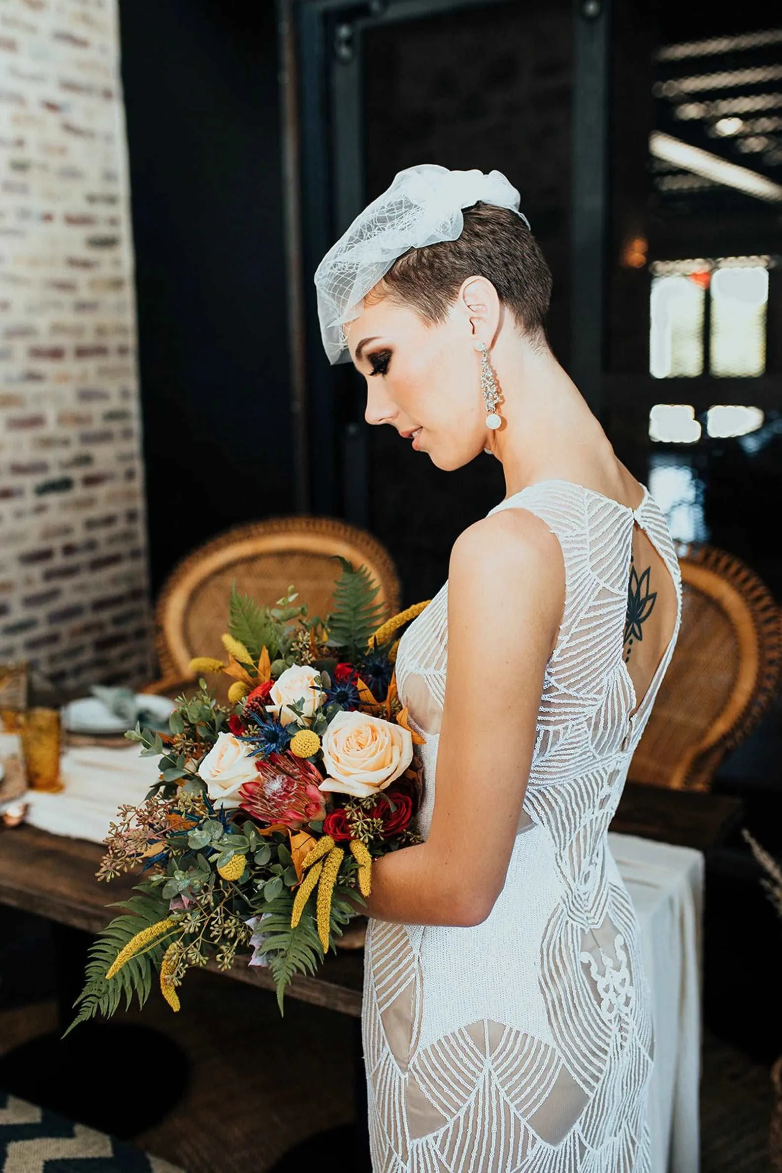 Art Deco Sequin Fit & Flare Wedding Dress | Irene