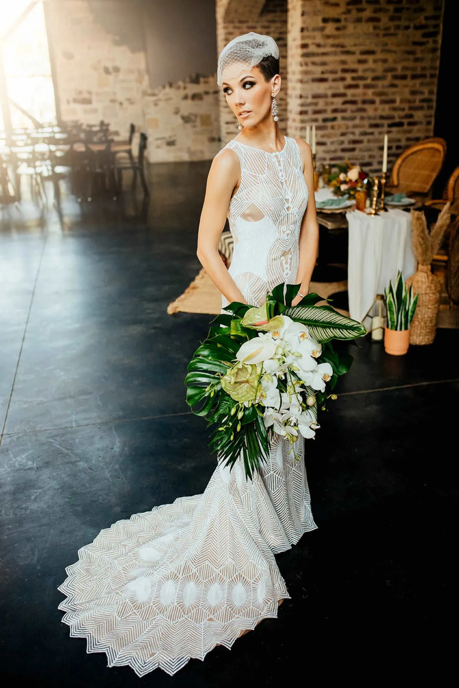 Art Deco Sequin Fit & Flare Wedding Dress | Irene
