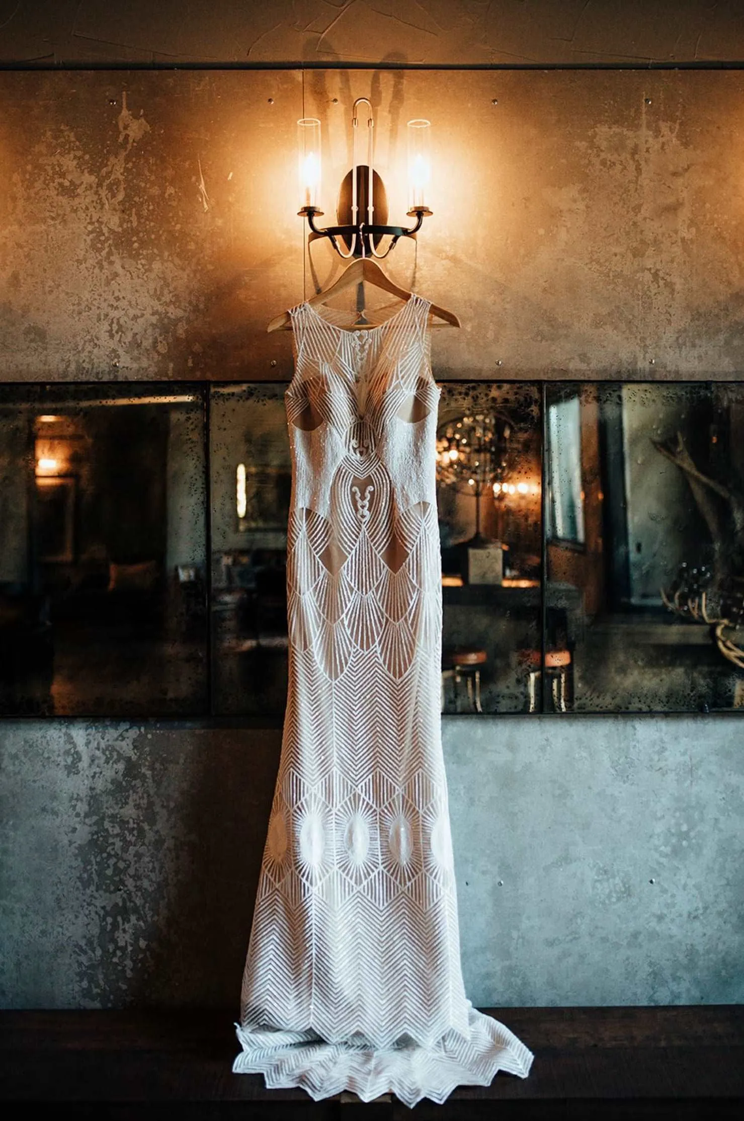 Art Deco Sequin Fit & Flare Wedding Dress | Irene