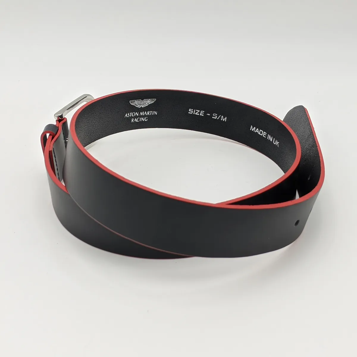 Aston Martin Racing Official Team Black With Red Detailing Leather Belt