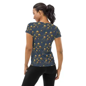Athletic T-shirt - Blue and Gold Jellyfishes