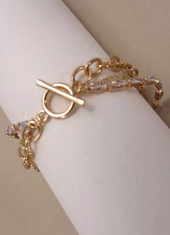 Baguette Stone Multi Layer Toggle Bracelet