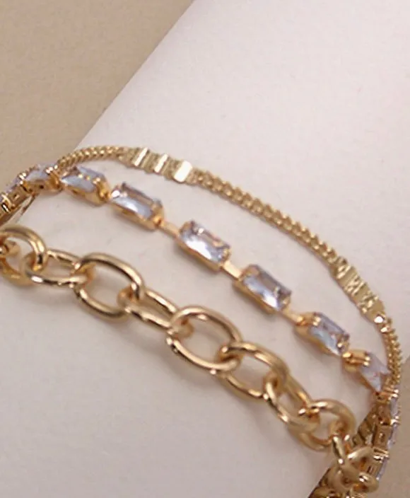 Baguette Stone Multi Layer Toggle Bracelet