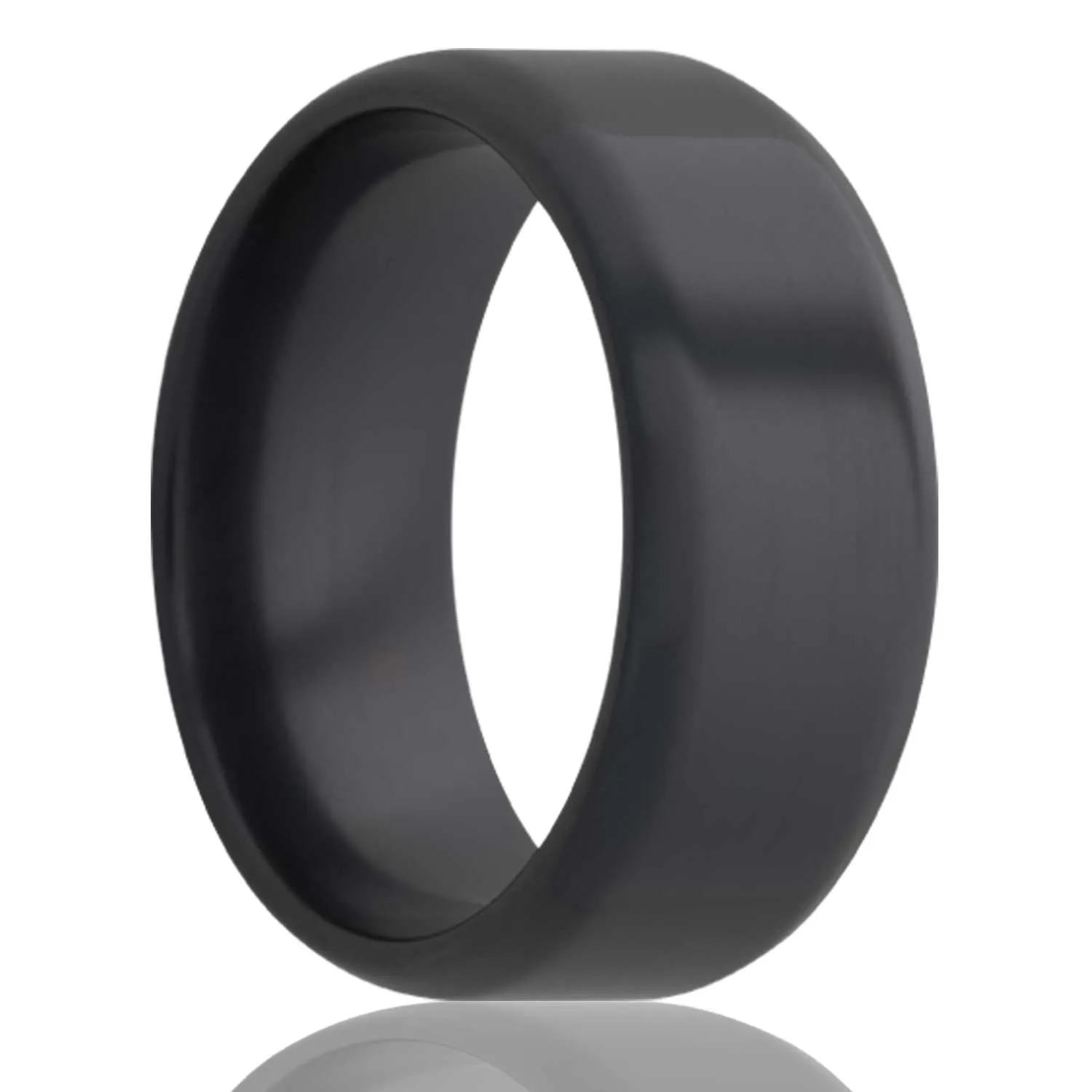 Beveled Edge Polished Black Zirconium Ring