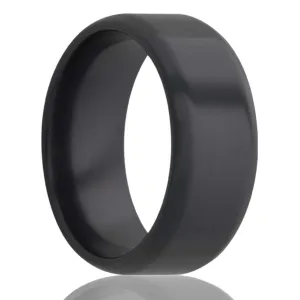 Beveled Edge Polished Black Zirconium Ring