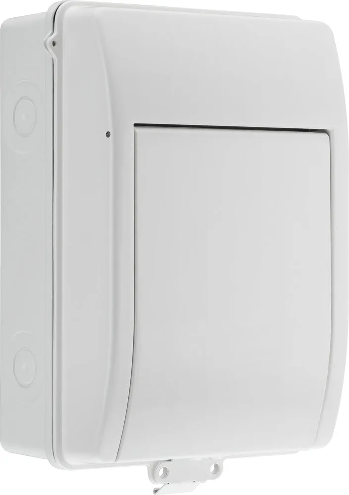 BG CFEV6W 5 Module IP65 Weatherproof White Metal EV Charger Circuit Protection with 100A Main Switch, 40A B Curve MCB & Type 2 SPD