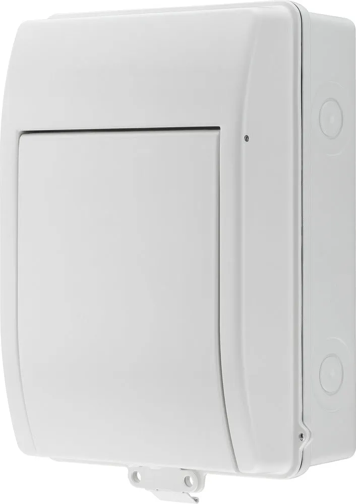 BG CFEV6W 5 Module IP65 Weatherproof White Metal EV Charger Circuit Protection with 100A Main Switch, 40A B Curve MCB & Type 2 SPD