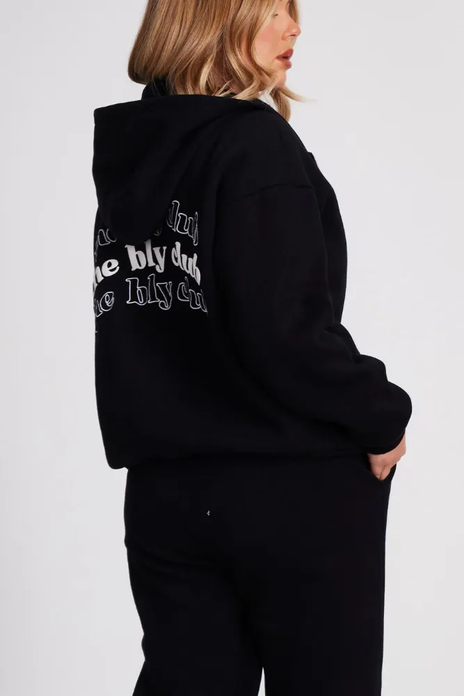 Black Bly Club Zip Hoodie