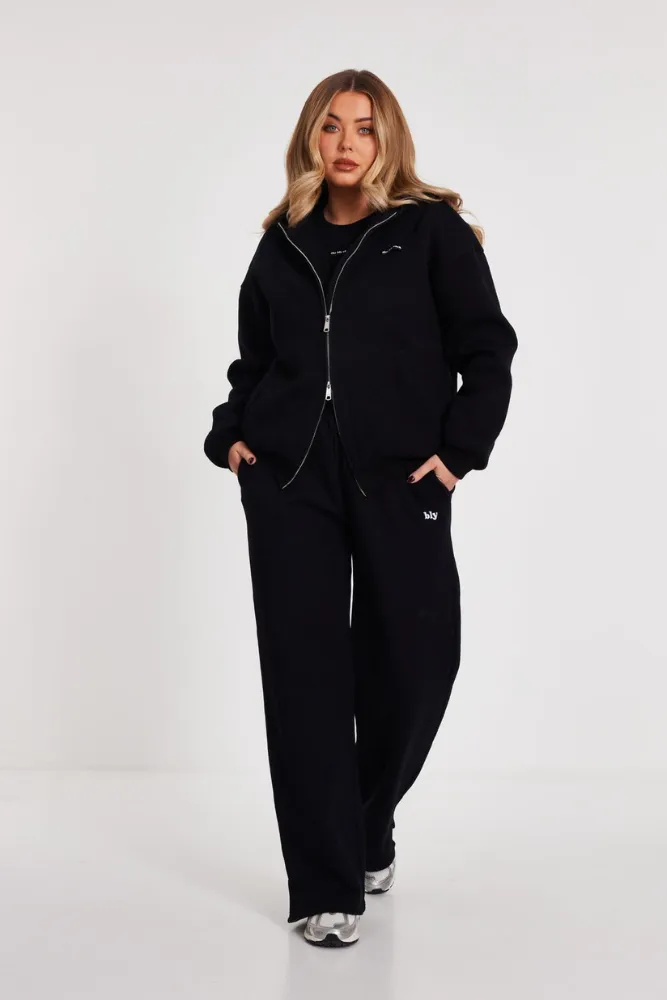 Black Bly Club Zip Hoodie