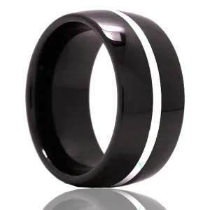 Black Diamond Ceramic Ring with Argentium Inlay