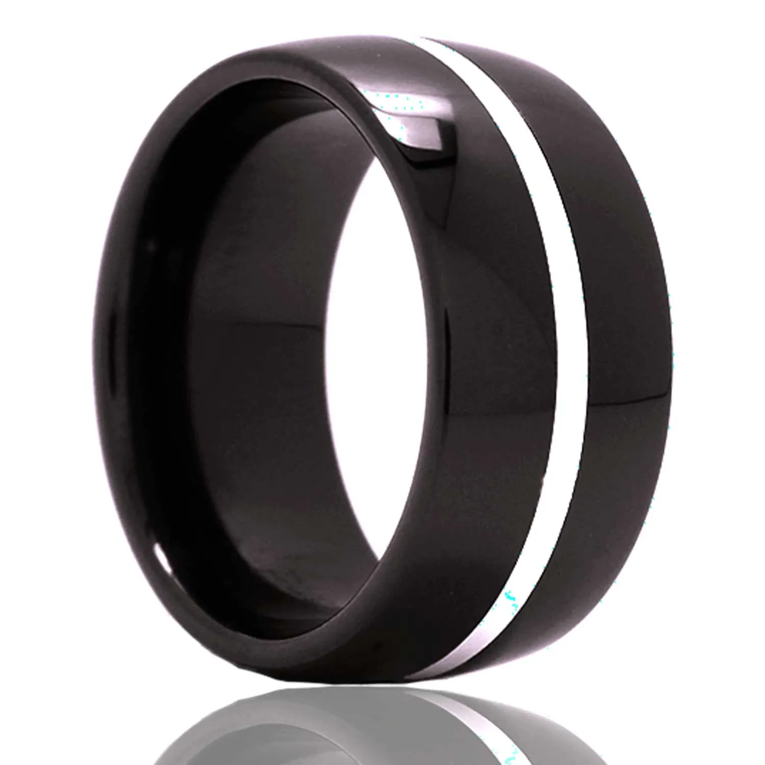 Black Diamond Ceramic Ring with Argentium Inlay