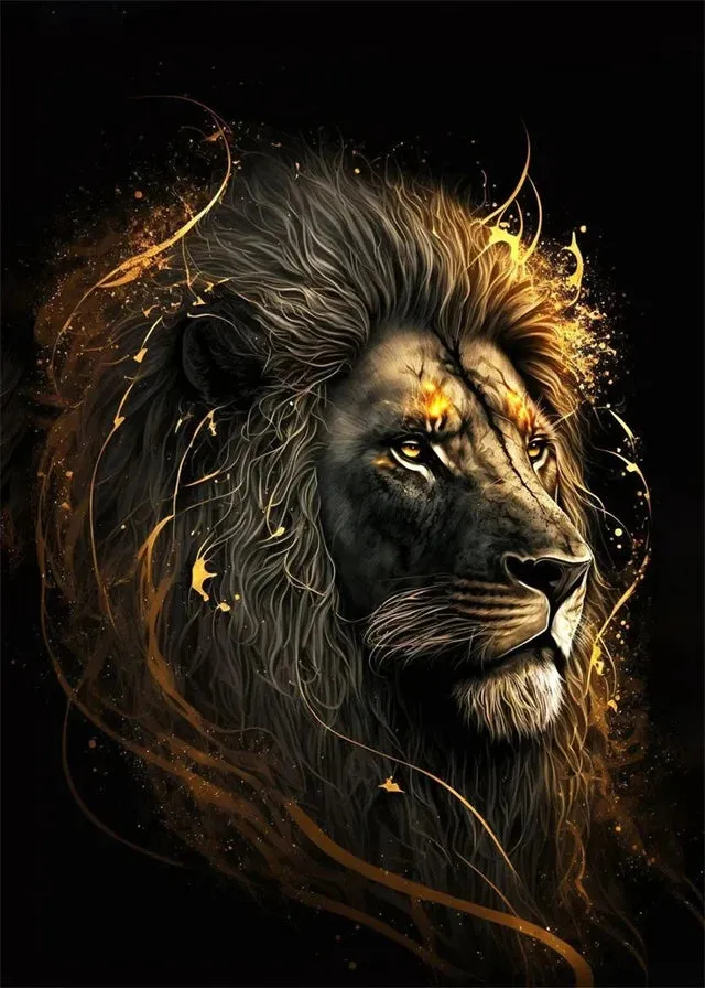 Black Gold Eagle Lion Metal Poster Wall Art