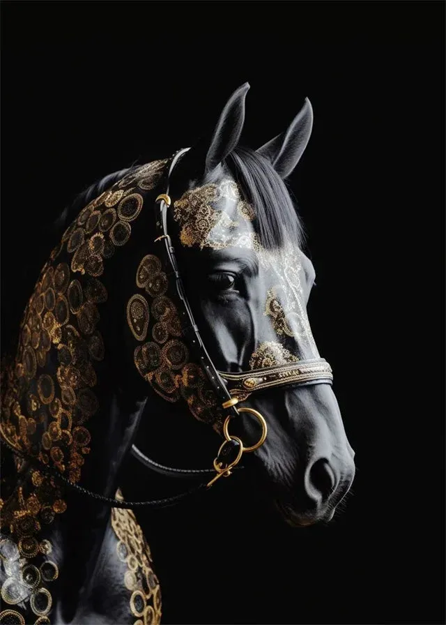 Black Gold Eagle Lion Metal Poster Wall Art