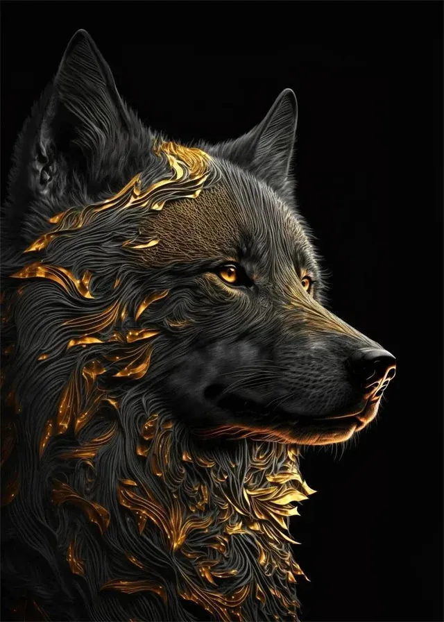 Black Gold Eagle Lion Metal Poster Wall Art