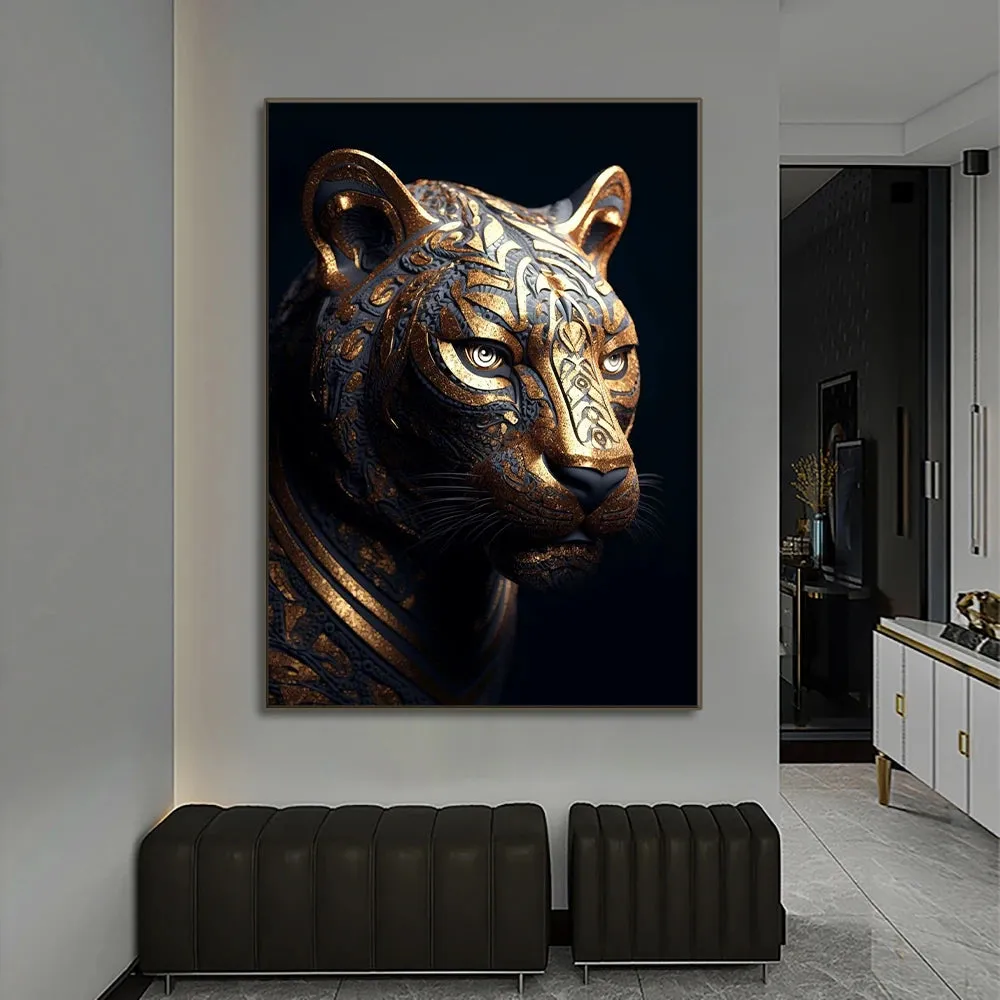 Black Gold Eagle Lion Metal Poster Wall Art