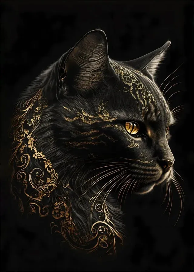 Black Gold Eagle Lion Metal Poster Wall Art